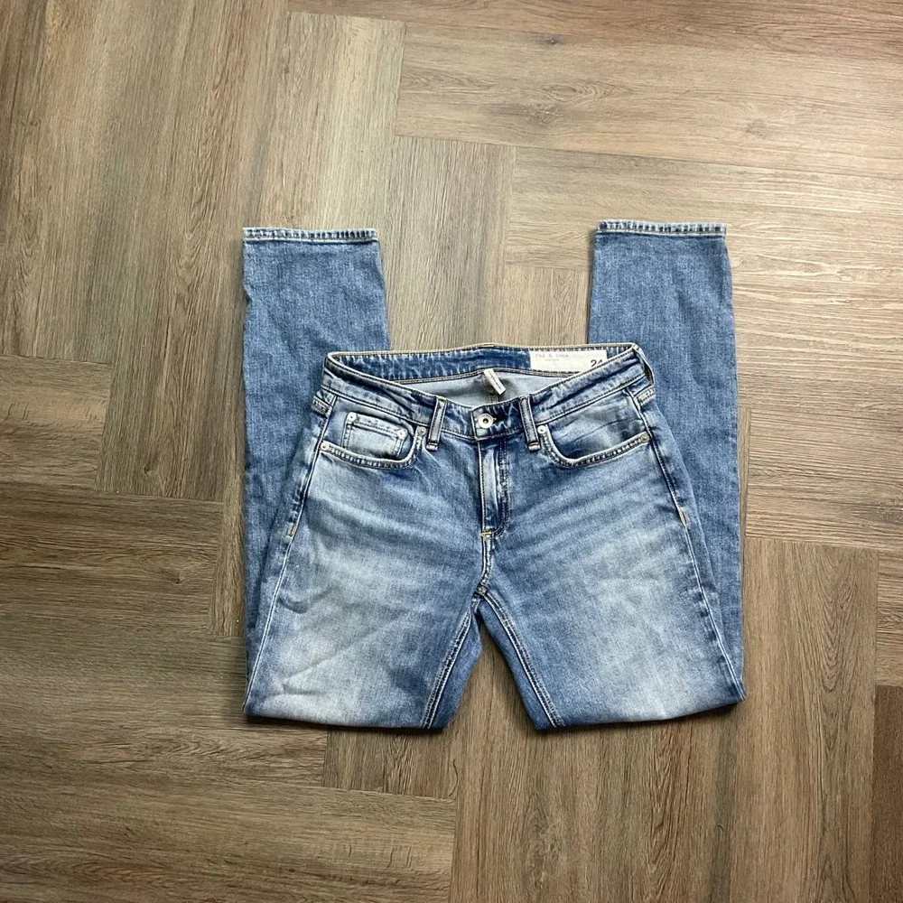 Rag & Bone Dre Low‎ Rise Slim Boyfriend Denim Jeans Blue Womens 24 Blue Boho Y2K